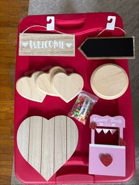 Unbranded Natural Wood Heart & Sign Craft Kit in Pink Accent